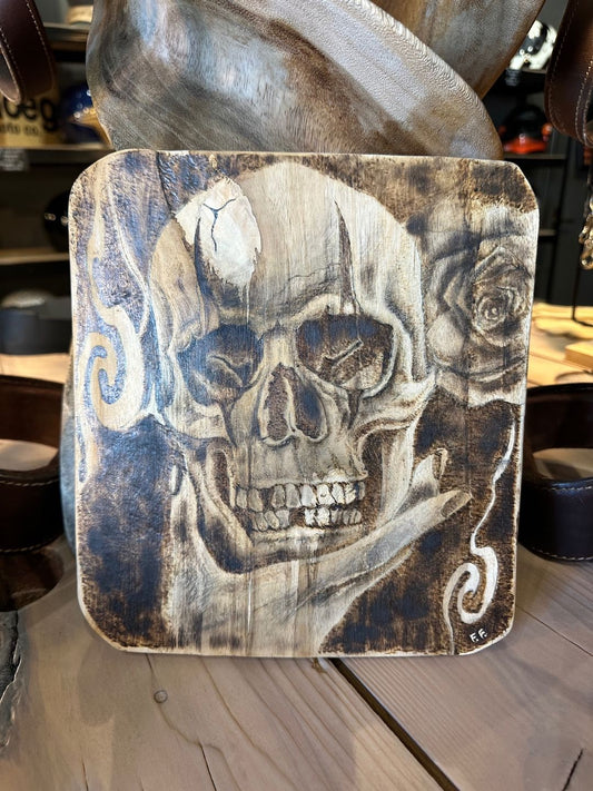 Skull Picture on Cutting Board - Pyrography Art