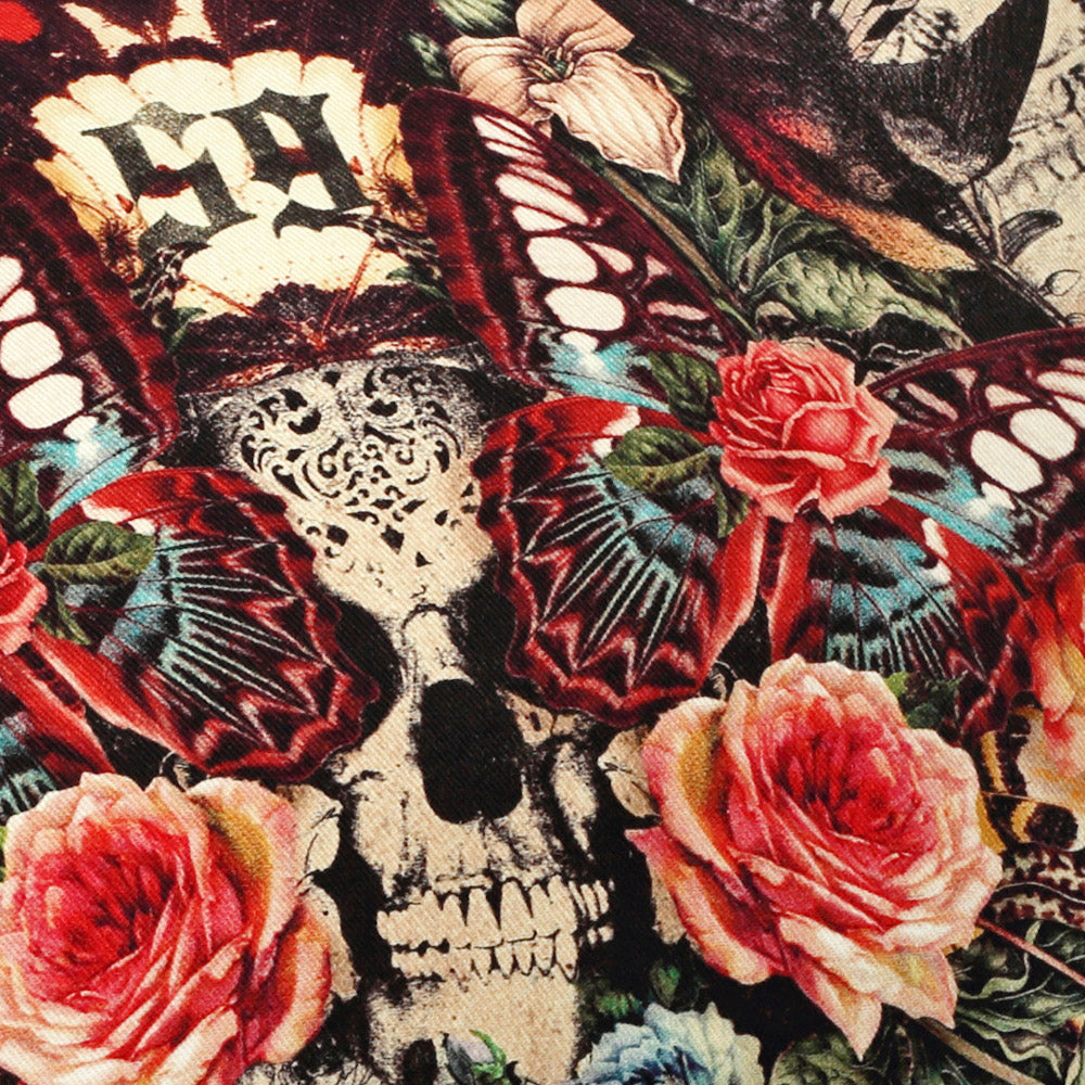 Cuscino decorativo teschio e rose