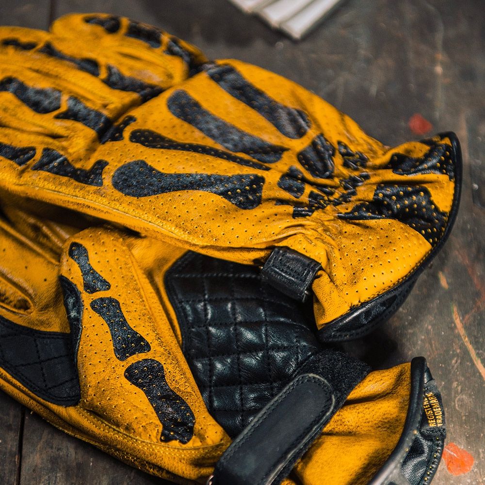 RUDE RIDERS BONES YELLOW Gloves