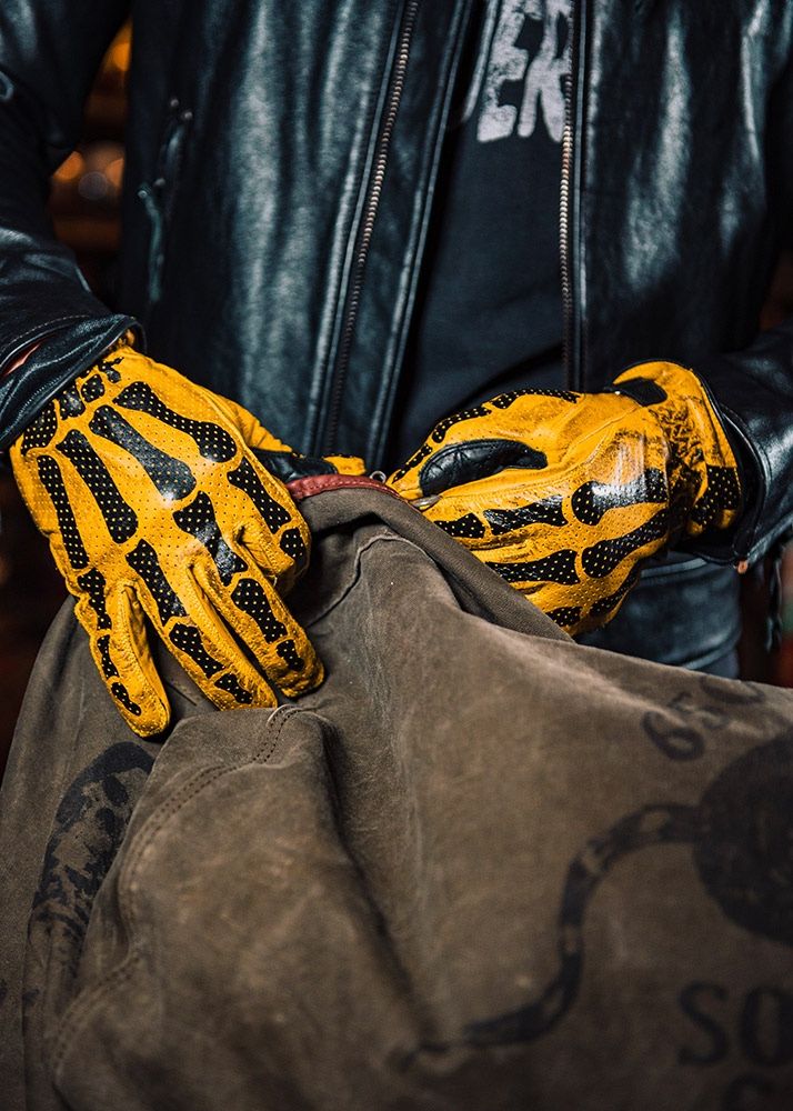 RUDE RIDERS BONES YELLOW Gloves